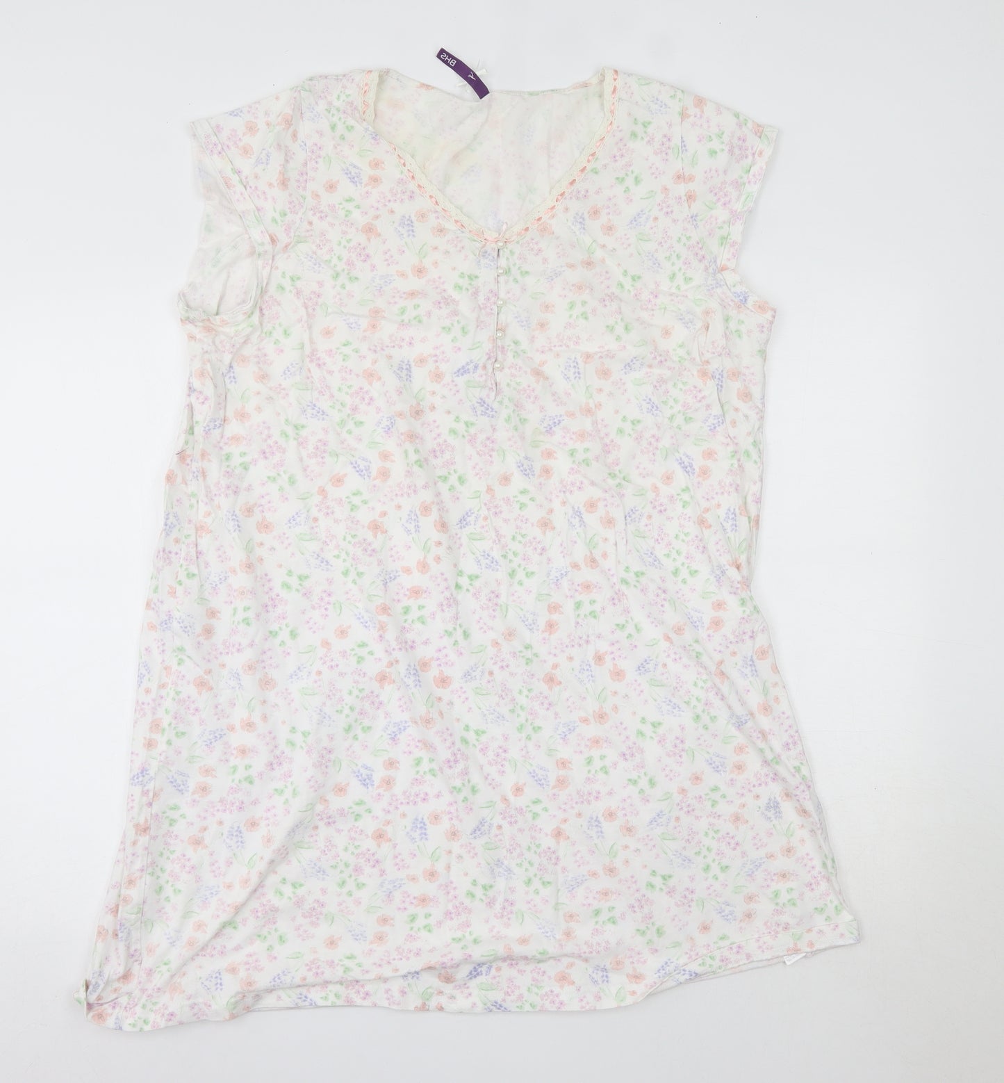 BHS Womens White Floral 100% Cotton Top Dress Size 20