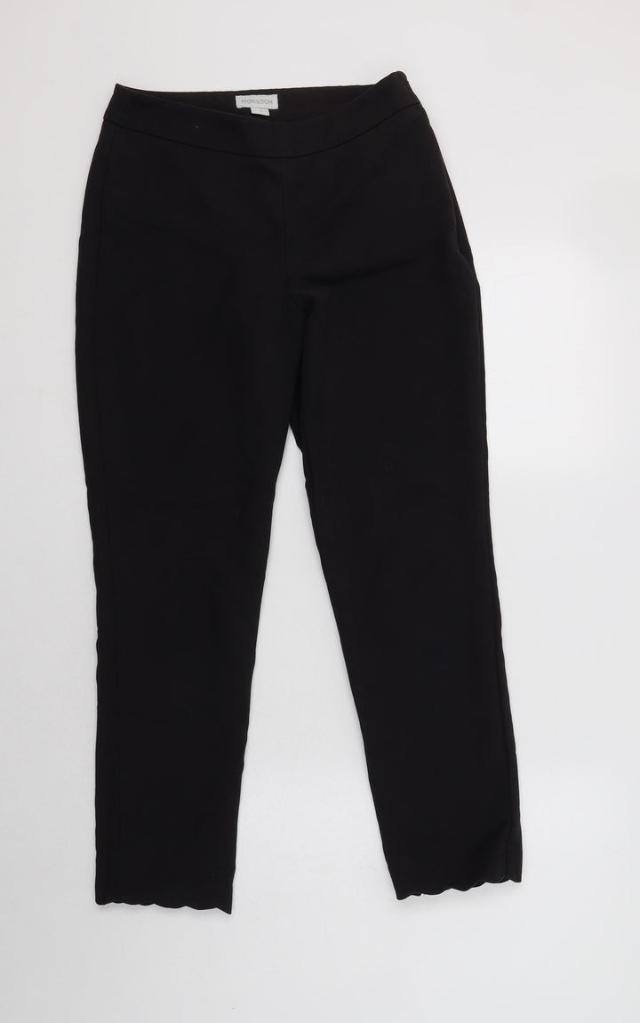 Monsoon Womens Black Cotton Dress Pants Trousers Size 8 L27 in Regular Zip