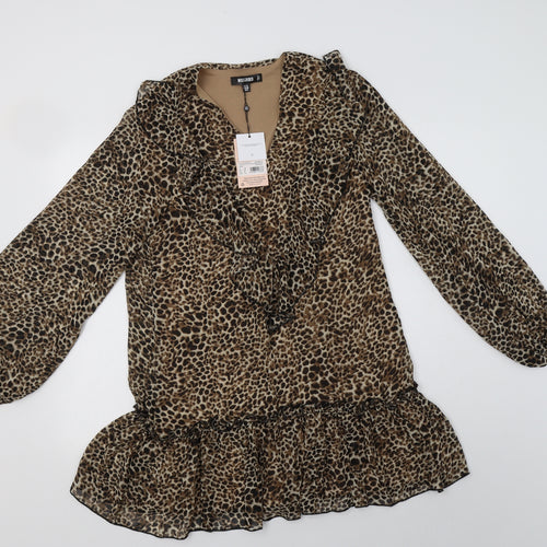 Missg Womens Beige Animal Print Polyester Shift  Size 10  V-Neck