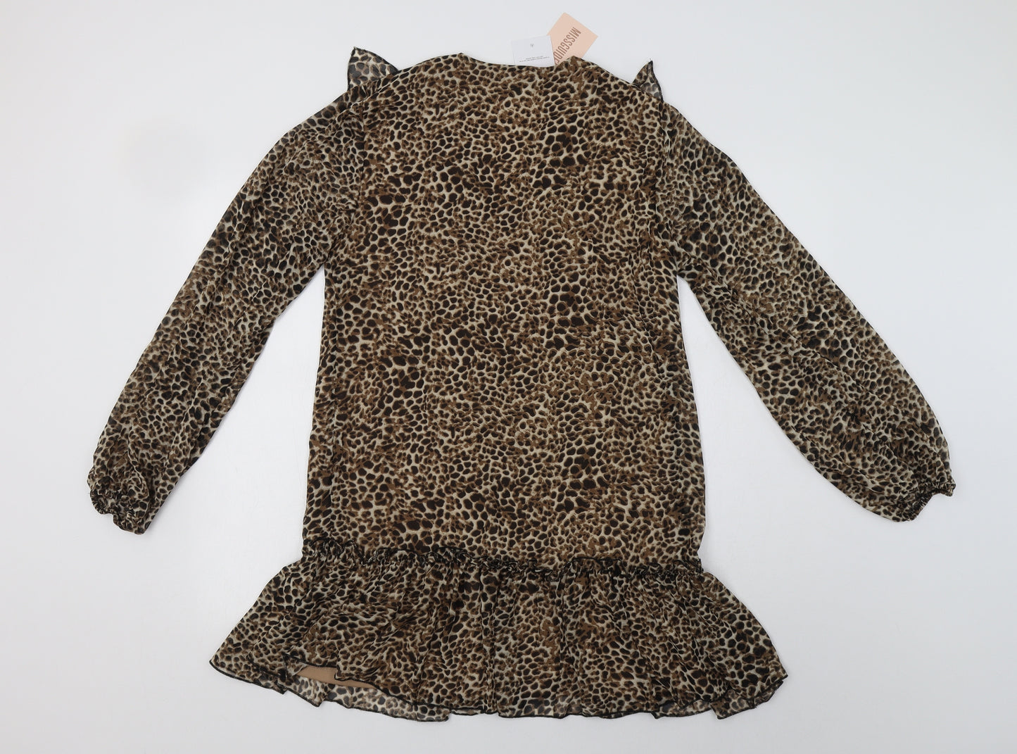 Missg Womens Beige Animal Print Polyester Shift  Size 10  V-Neck