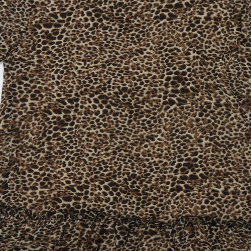 Missg Womens Beige Animal Print Polyester Shift  Size 10  V-Neck