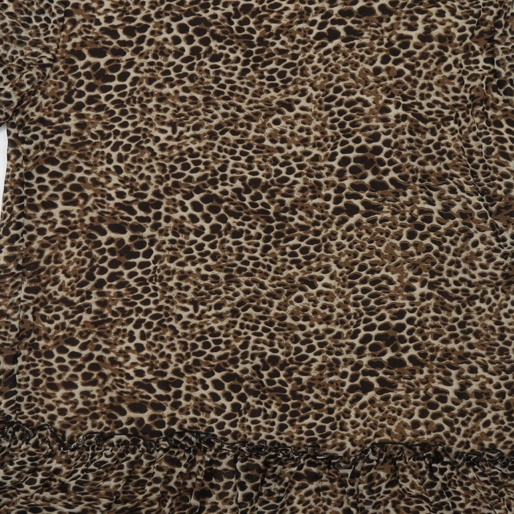 Missg Womens Beige Animal Print Polyester Shift  Size 10  V-Neck