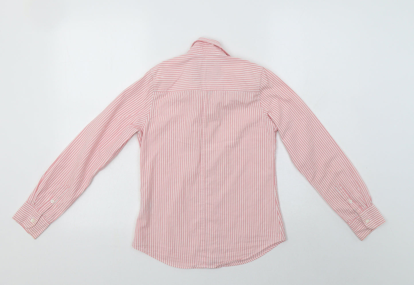 Johnnie B Womens Pink Striped Cotton Basic Button-Up Size S Collared