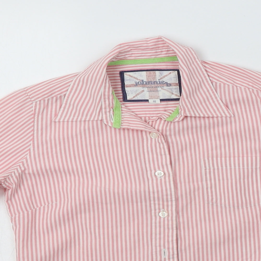 Johnnie B Womens Pink Striped Cotton Basic Button-Up Size S Collared
