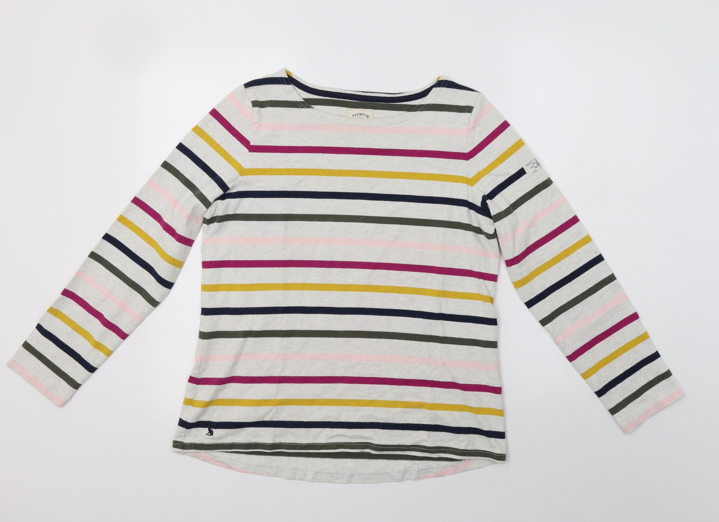 Joules Womens Multicoloured Striped Cotton Basic Blouse Size M Round Neck