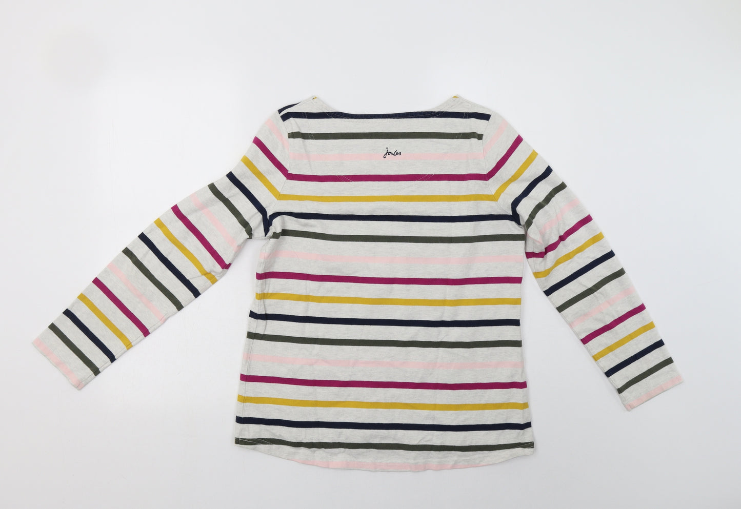 Joules Womens Multicoloured Striped Cotton Basic Blouse Size M Round Neck