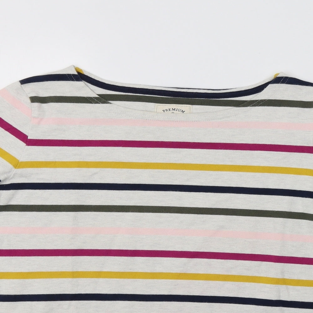 Joules Womens Multicoloured Striped Cotton Basic Blouse Size M Round Neck