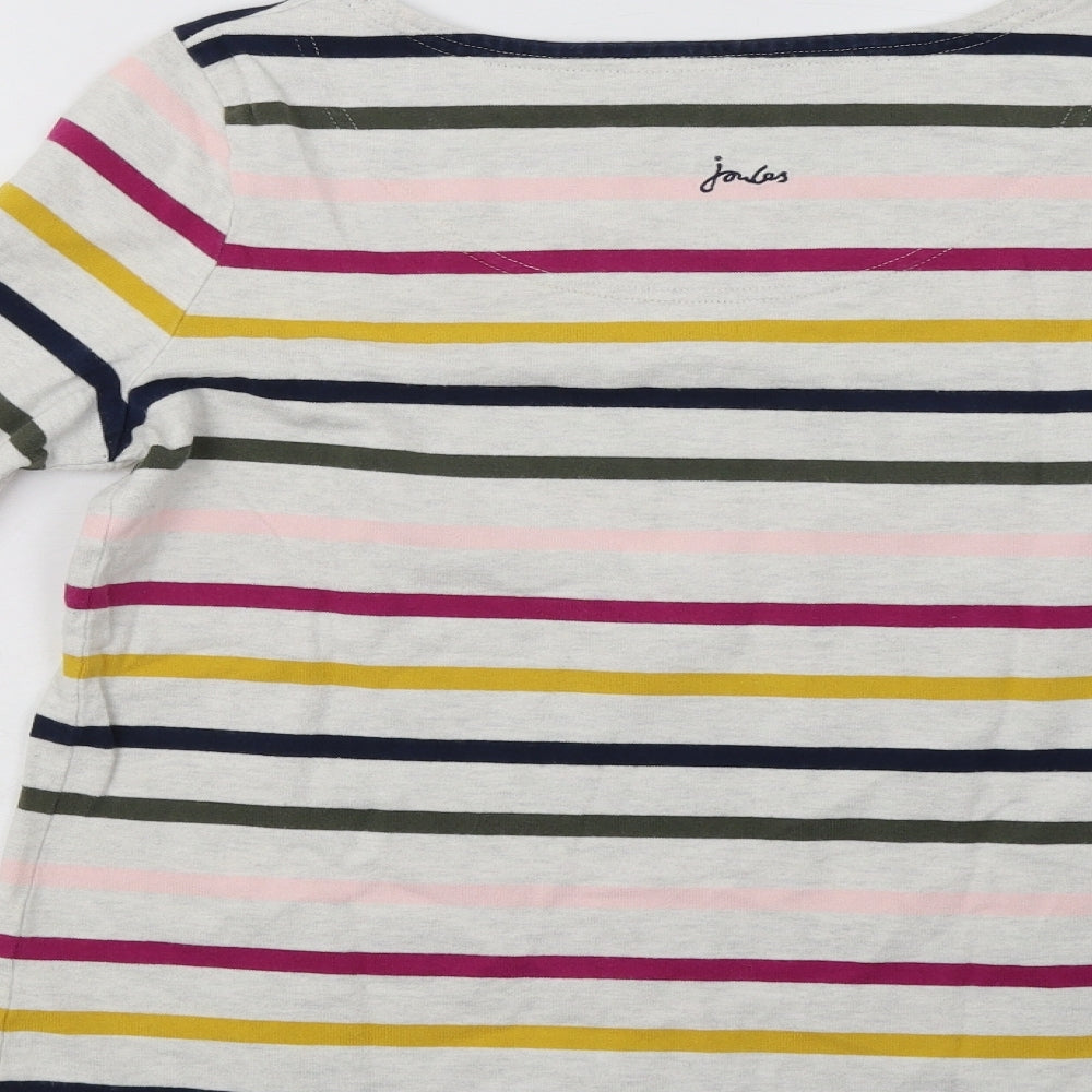 Joules Womens Multicoloured Striped Cotton Basic Blouse Size M Round Neck