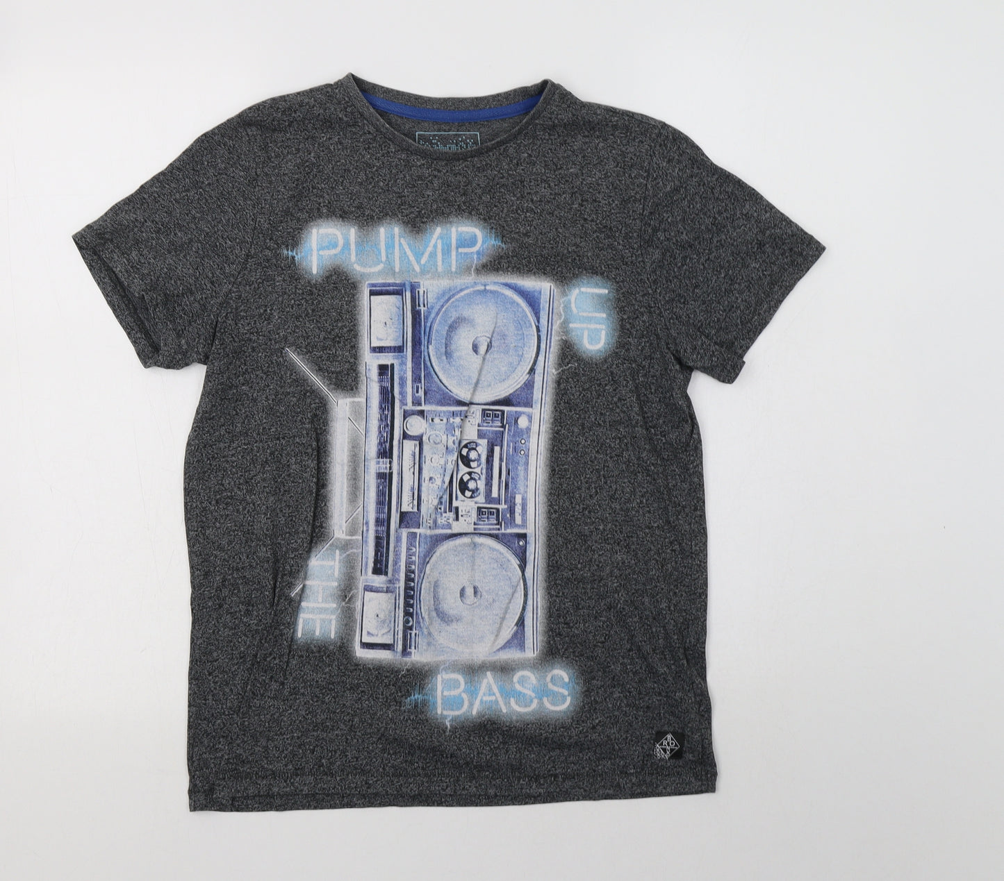 F&F Boys Grey  Cotton Basic T-Shirt Size 13-14 Years Crew Neck