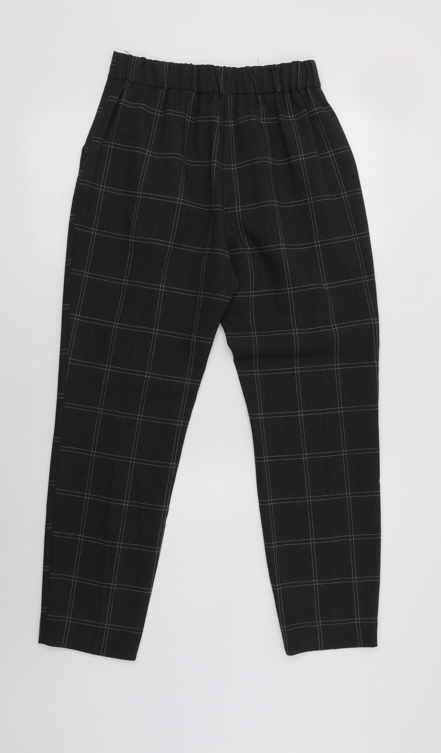 Primark Womens Grey Check Polyester Cropped Trousers Size 8 L28 in Regular