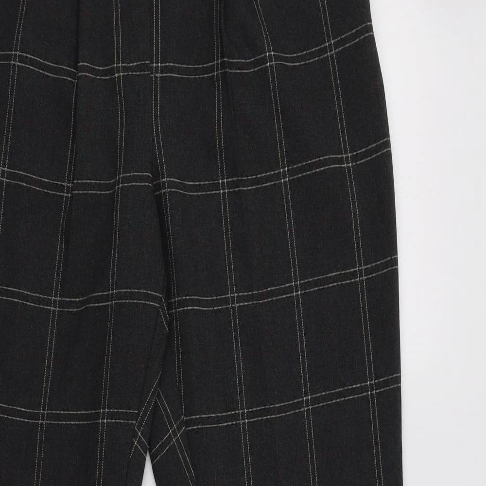 Primark Womens Grey Check Polyester Cropped Trousers Size 8 L28 in Regular