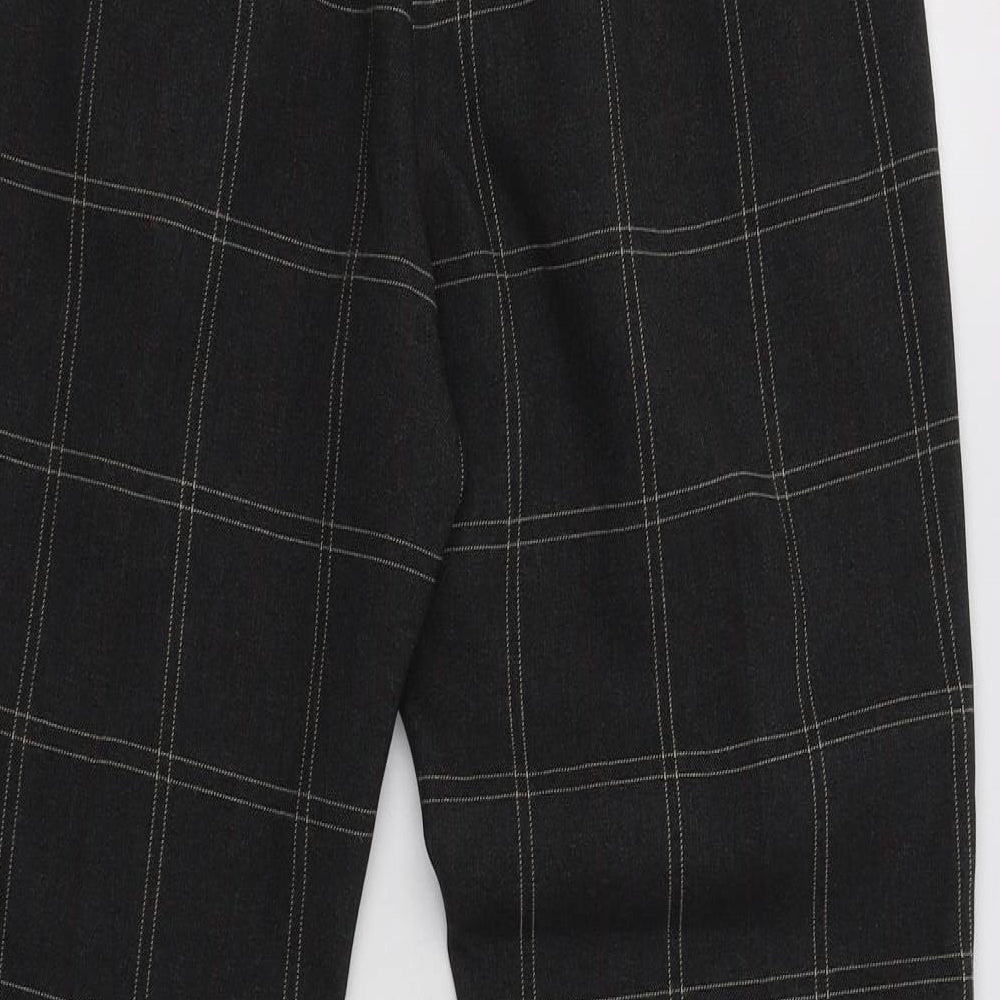 Primark Womens Grey Check Polyester Cropped Trousers Size 8 L28 in Regular