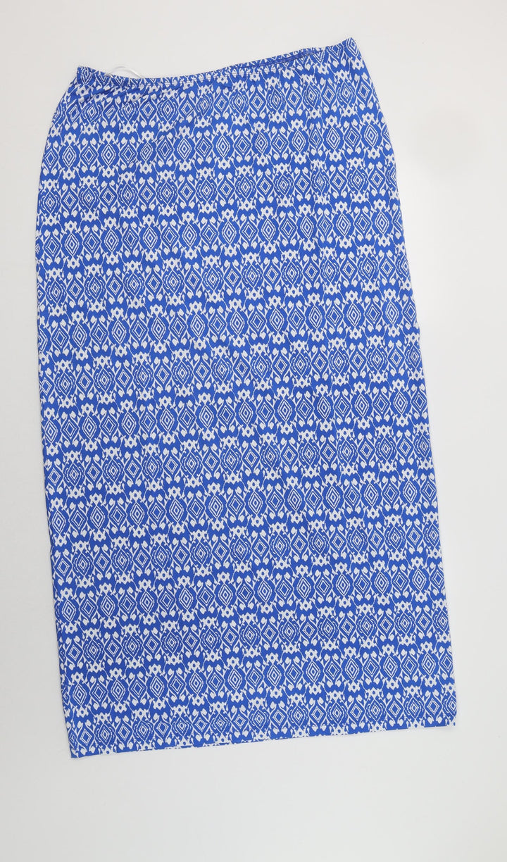 Savage Womens Blue Geometric Polyester Maxi Skirt Size L