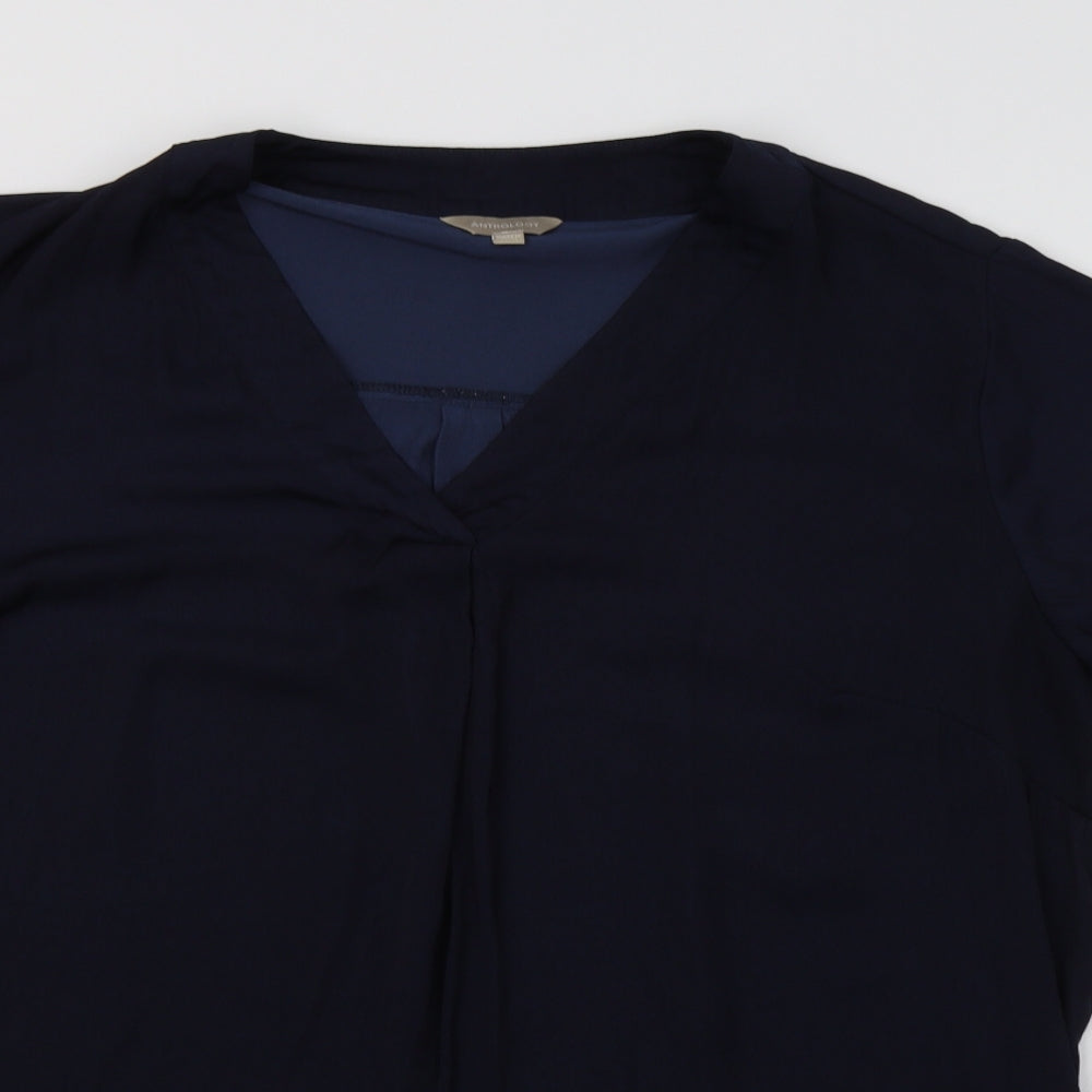 Anthology Womens Blue  Polyester Tunic Blouse Size 20 V-Neck