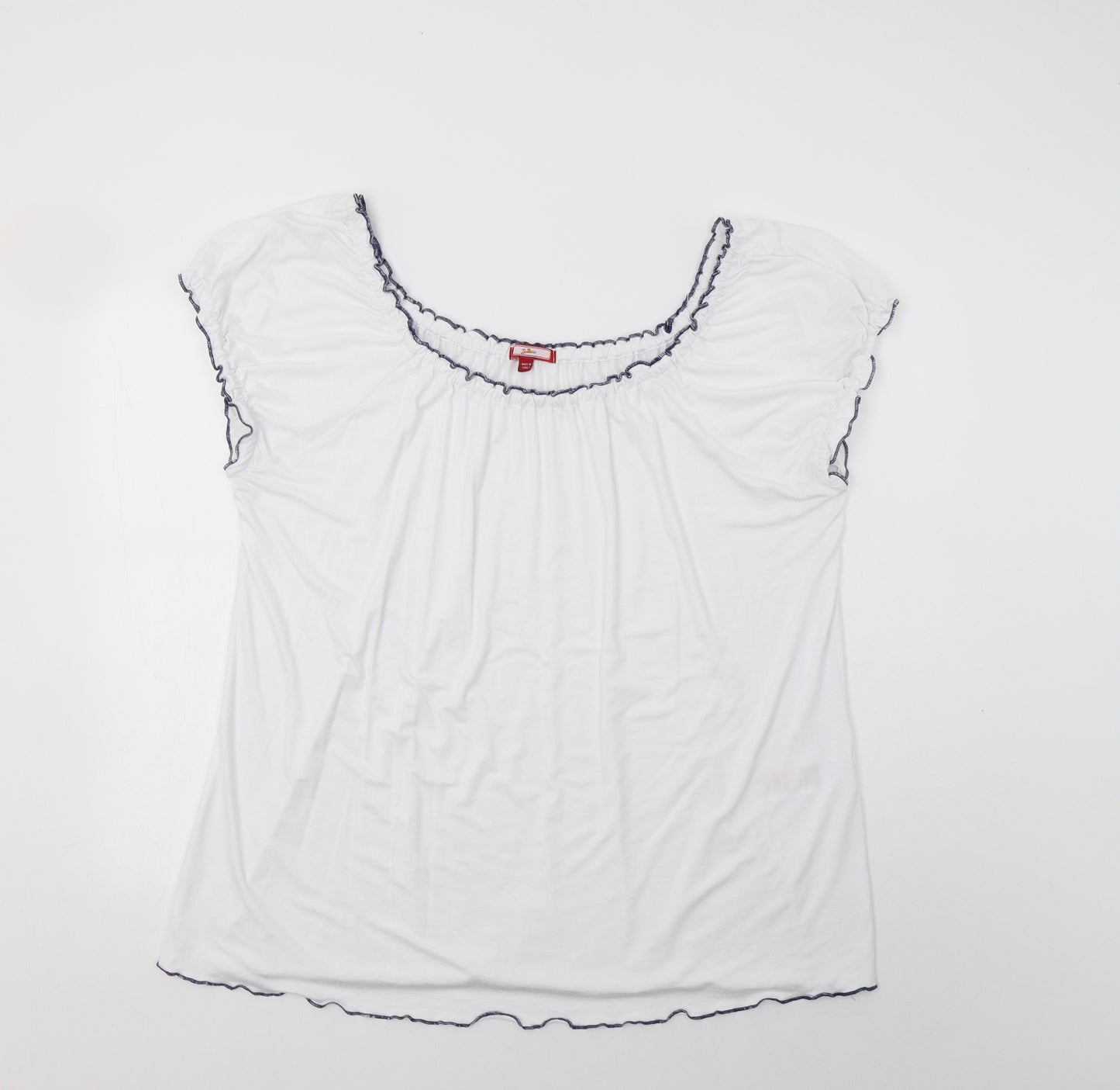 Joe Browns Womens White  Viscose Tunic Blouse Size 24 Round Neck