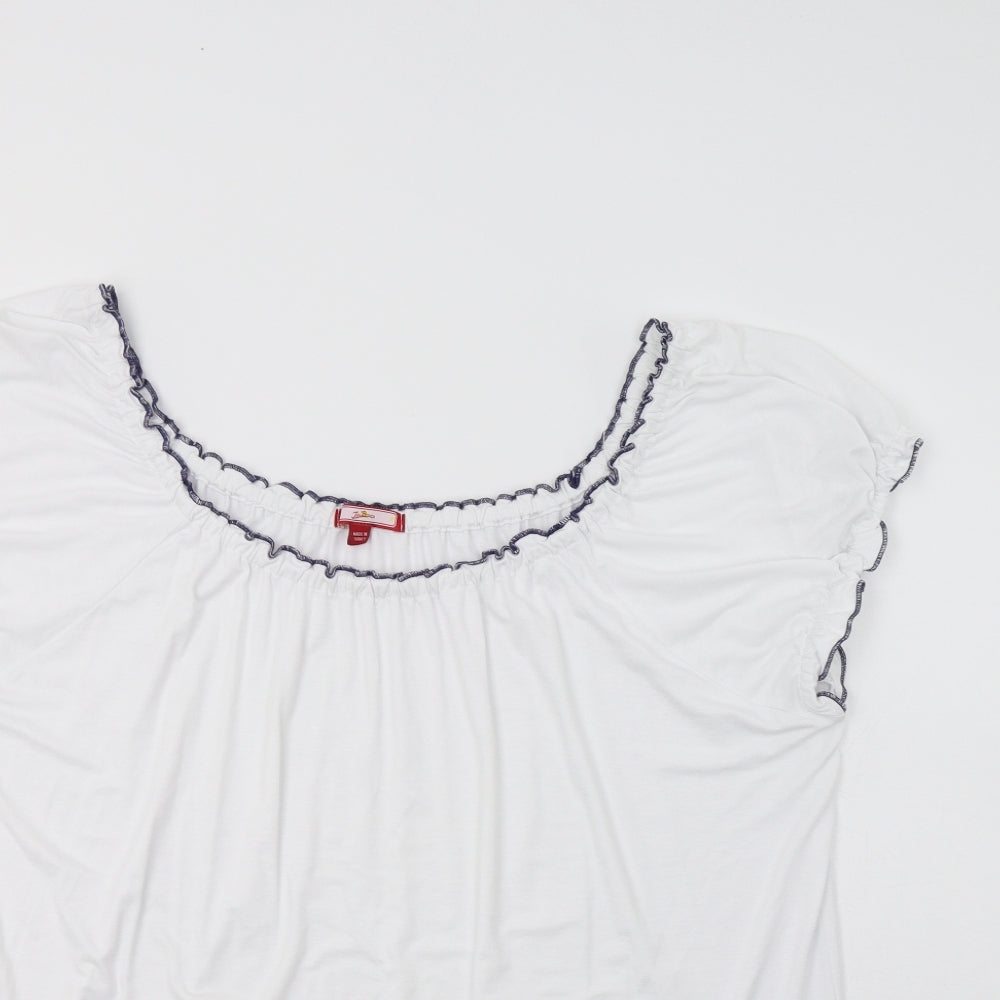 Joe Browns Womens White  Viscose Tunic Blouse Size 24 Round Neck