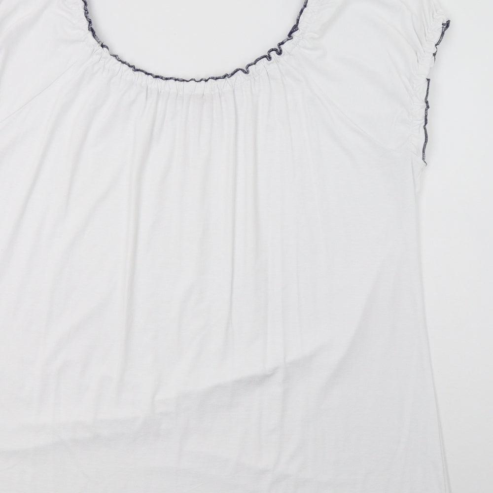 Joe Browns Womens White  Viscose Tunic Blouse Size 24 Round Neck