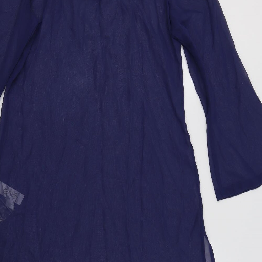 Resort Womens Blue  Polyester Tunic Blouse Size 12 V-Neck - Beach Cover Up