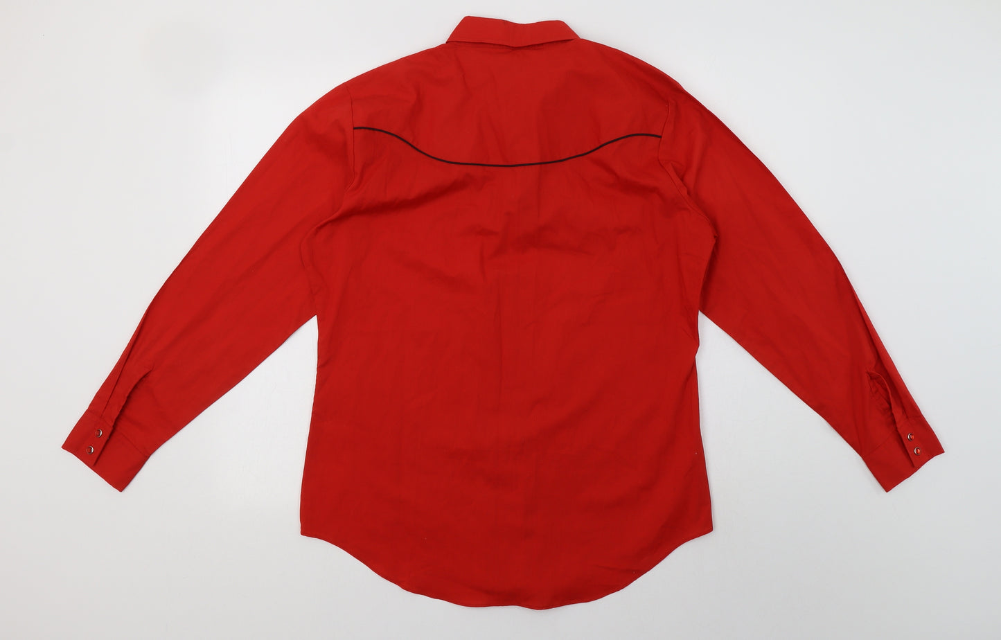 Country Charmers Womens Red  Polyester Basic Button-Up Size L Collared