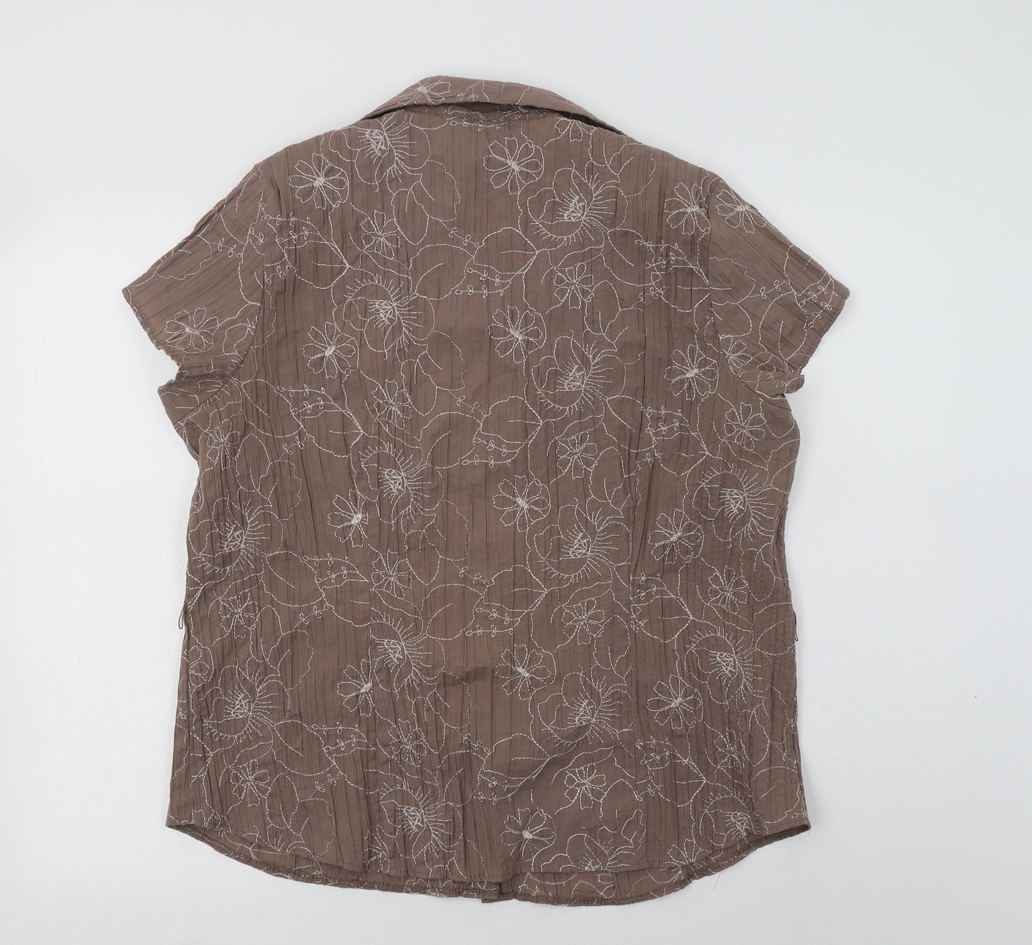 Evans Womens Brown Floral Polyester Basic Button-Up Size 20 Collared