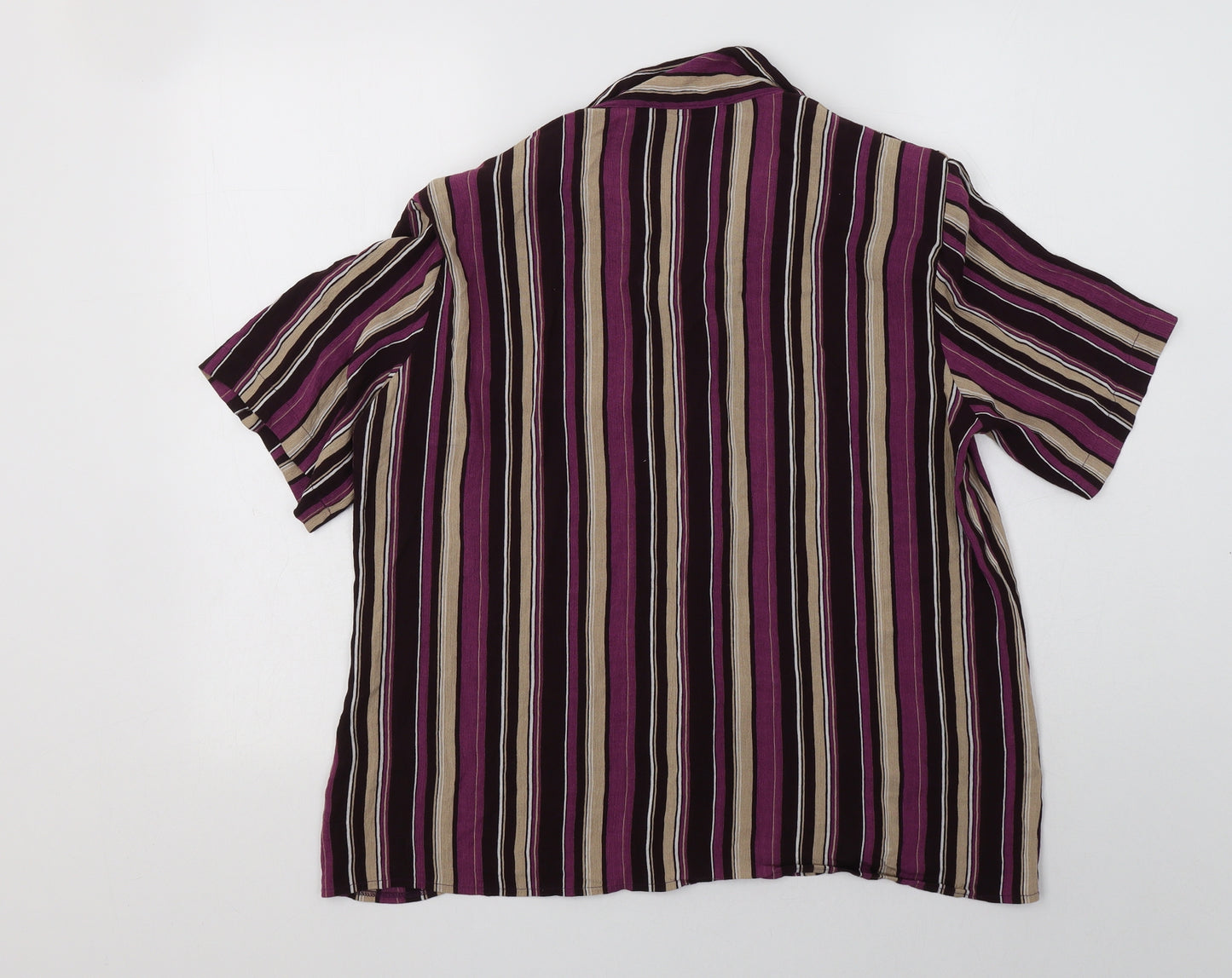 Berkertex Womens Purple Striped Viscose Basic Button-Up Size 18 Collared