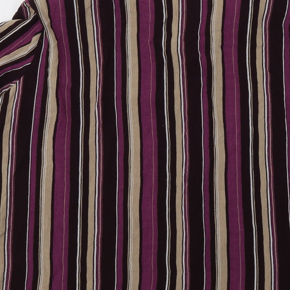 Berkertex Womens Purple Striped Viscose Basic Button-Up Size 18 Collared