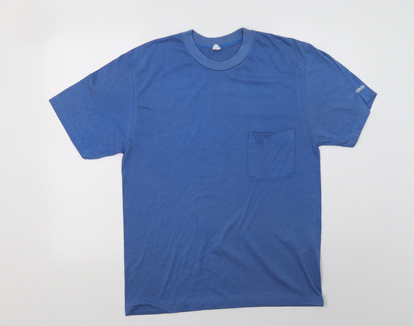 Abanderado Womens Blue  Polyester Basic T-Shirt Size L Crew Neck