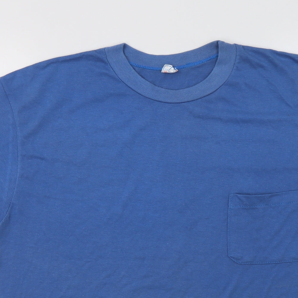 Abanderado Womens Blue  Polyester Basic T-Shirt Size L Crew Neck