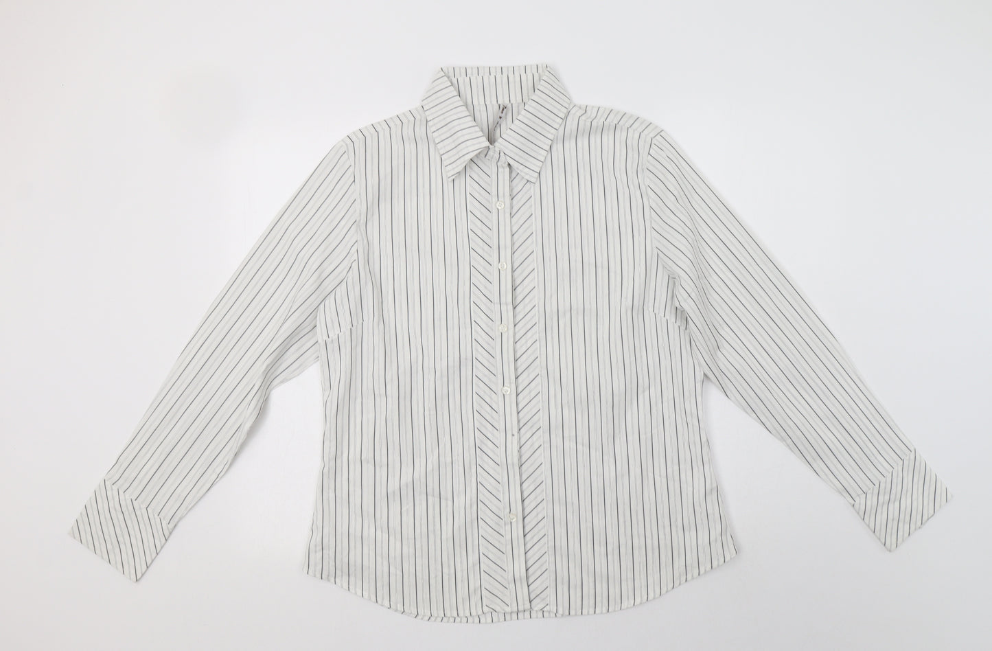 Lime Womens White Striped Cotton Basic Button-Up Size 18 Collared