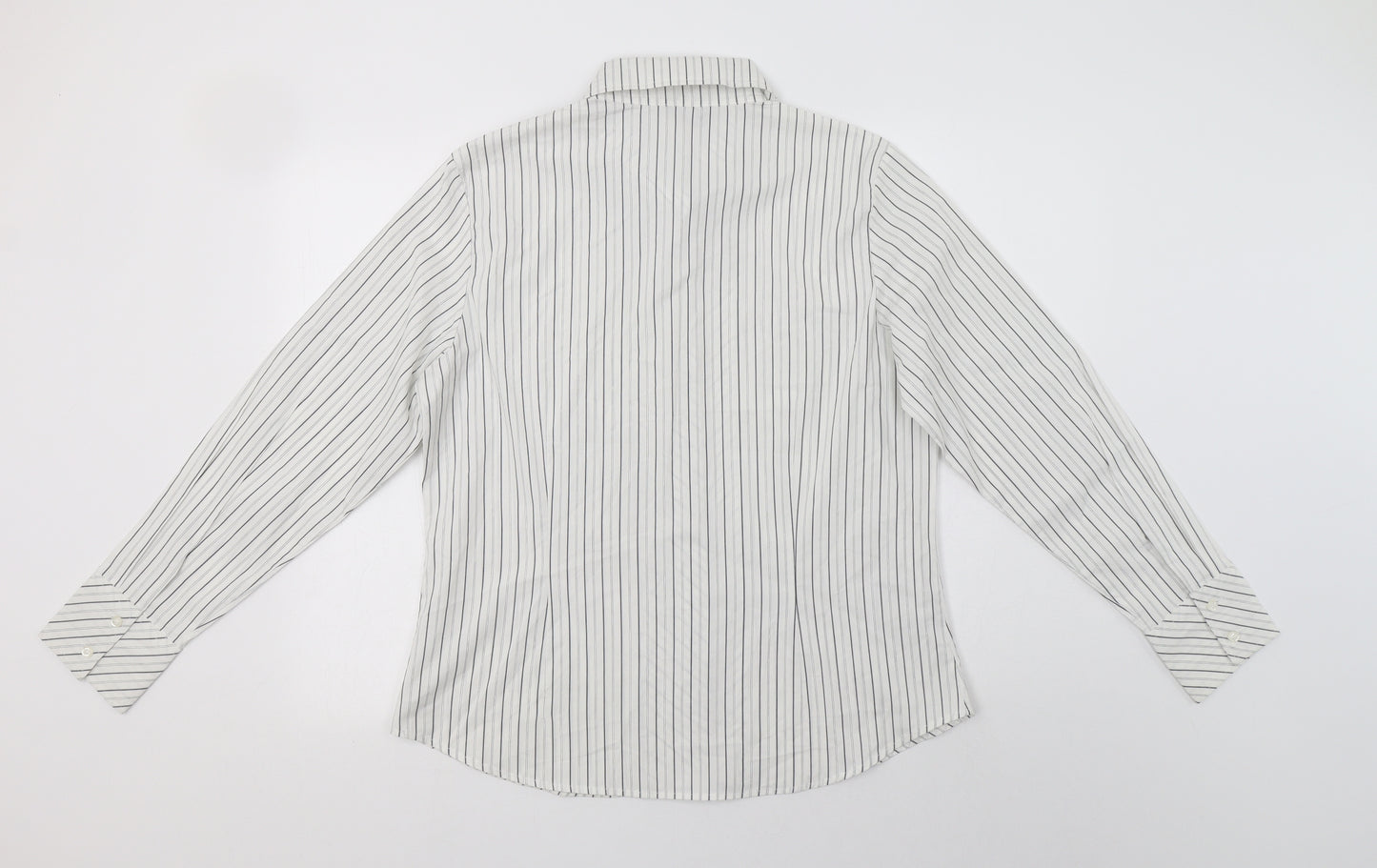 Lime Womens White Striped Cotton Basic Button-Up Size 18 Collared