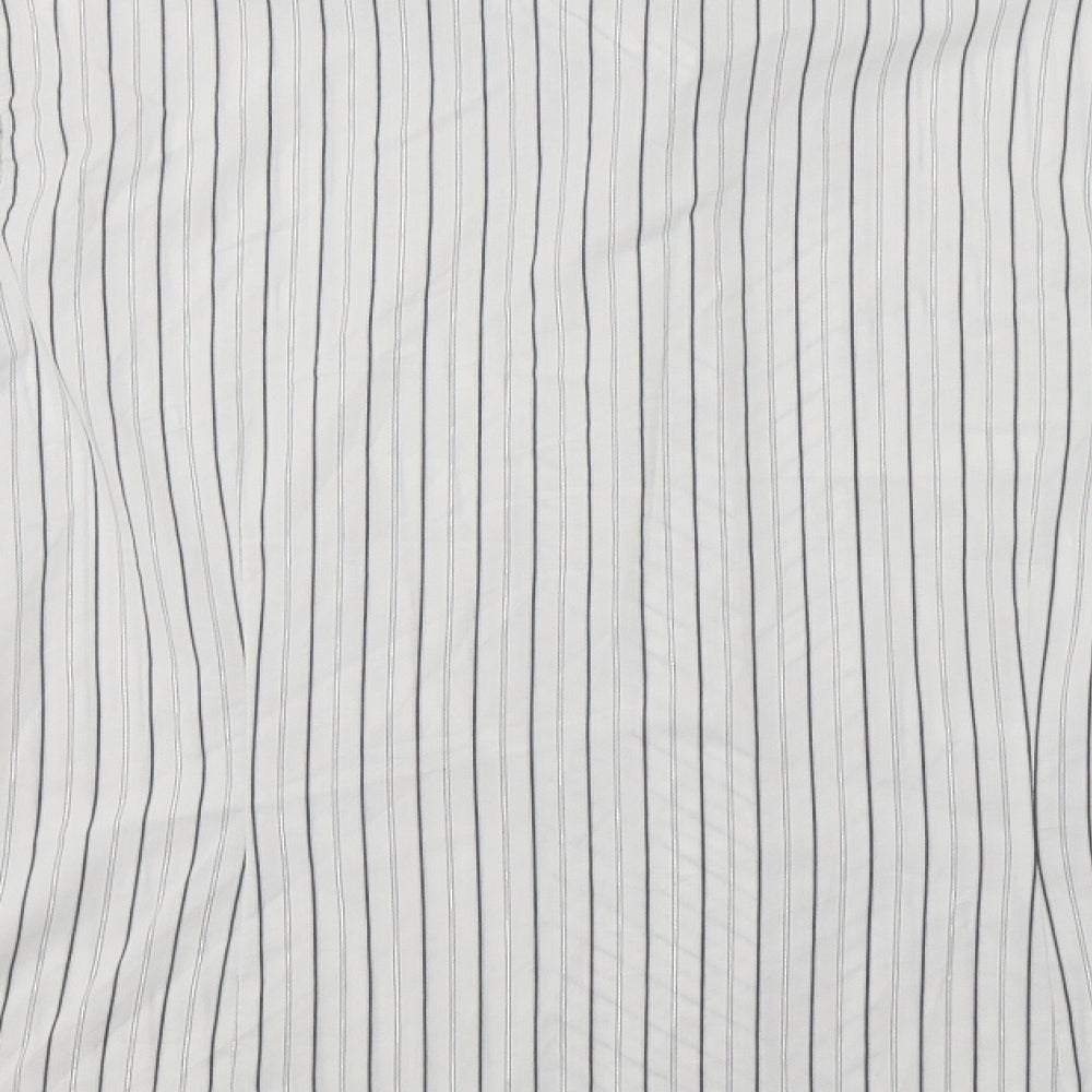 Lime Womens White Striped Cotton Basic Button-Up Size 18 Collared