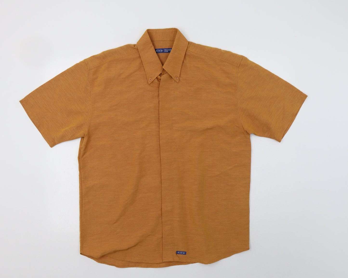Shirt Company London Mens Orange  Viscose  Button-Up Size S Collared Button
