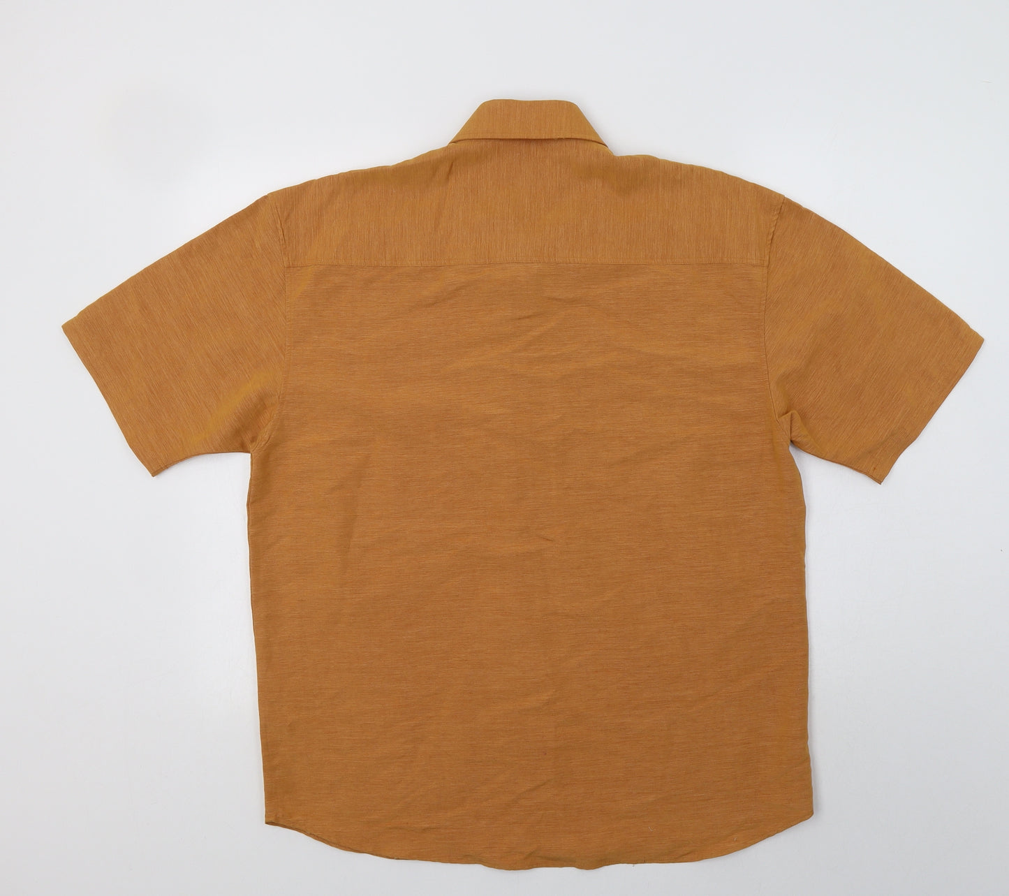 Shirt Company London Mens Orange  Viscose  Button-Up Size S Collared Button