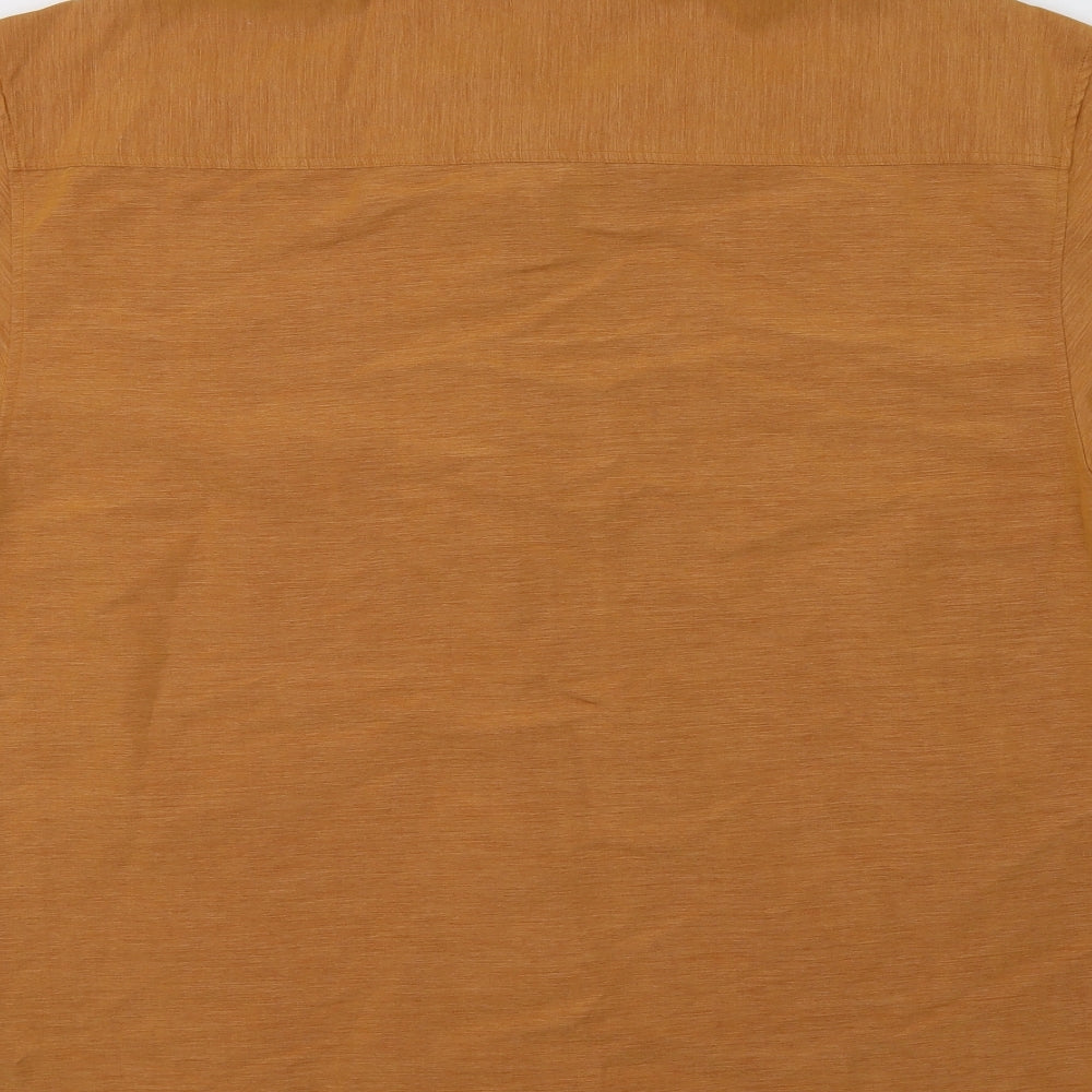 Shirt Company London Mens Orange  Viscose  Button-Up Size S Collared Button