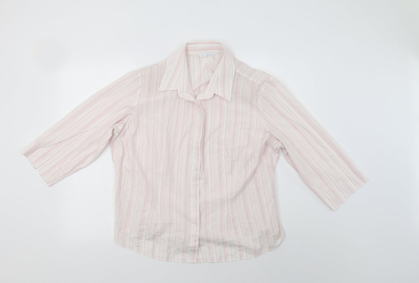 Amara Womens Pink Striped Cotton Basic Button-Up Size 20 Collared