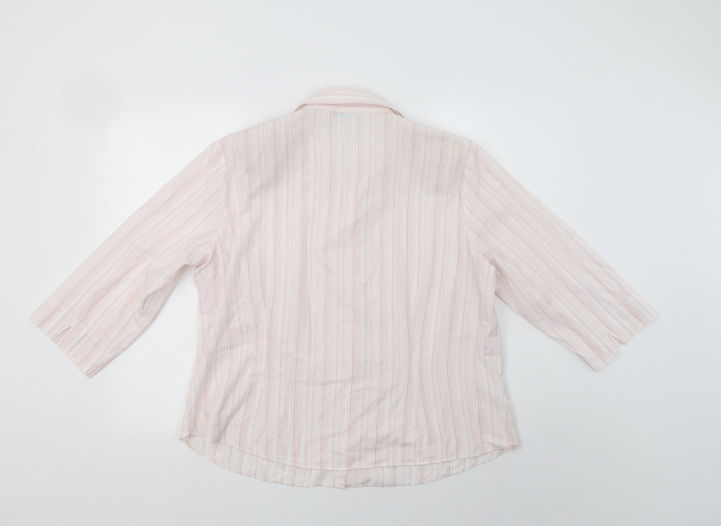 Amara Womens Pink Striped Cotton Basic Button-Up Size 20 Collared