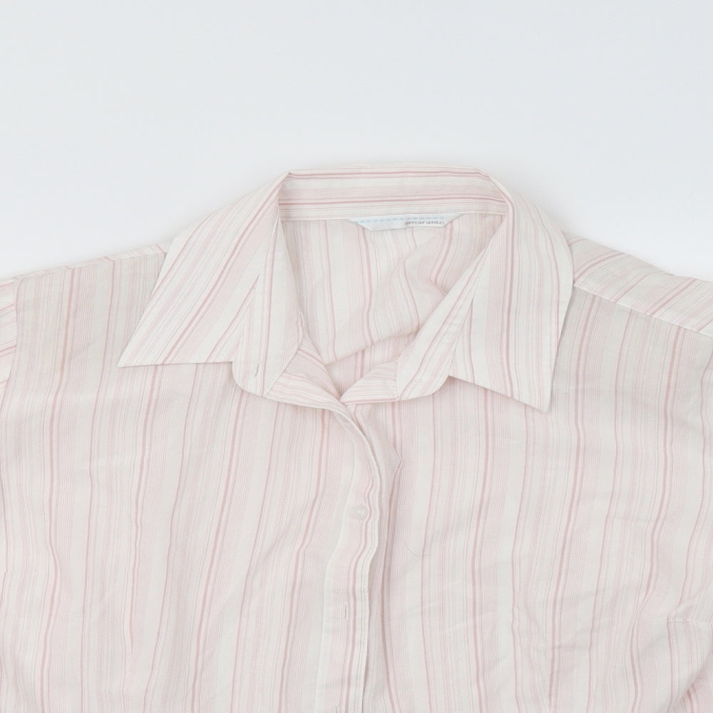 Amara Womens Pink Striped Cotton Basic Button-Up Size 20 Collared