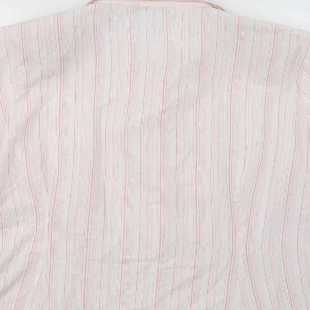 Amara Womens Pink Striped Cotton Basic Button-Up Size 20 Collared
