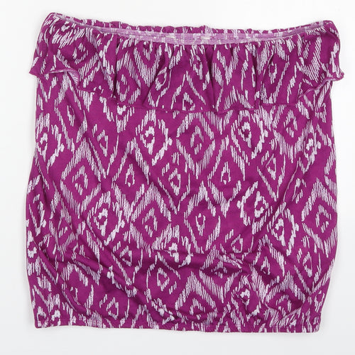 Peacocks Womens Purple Geometric Polyester Basic Tank Size M Off the Shoulder