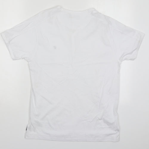 French Connection Mens White  Cotton  T-Shirt Size M V-Neck