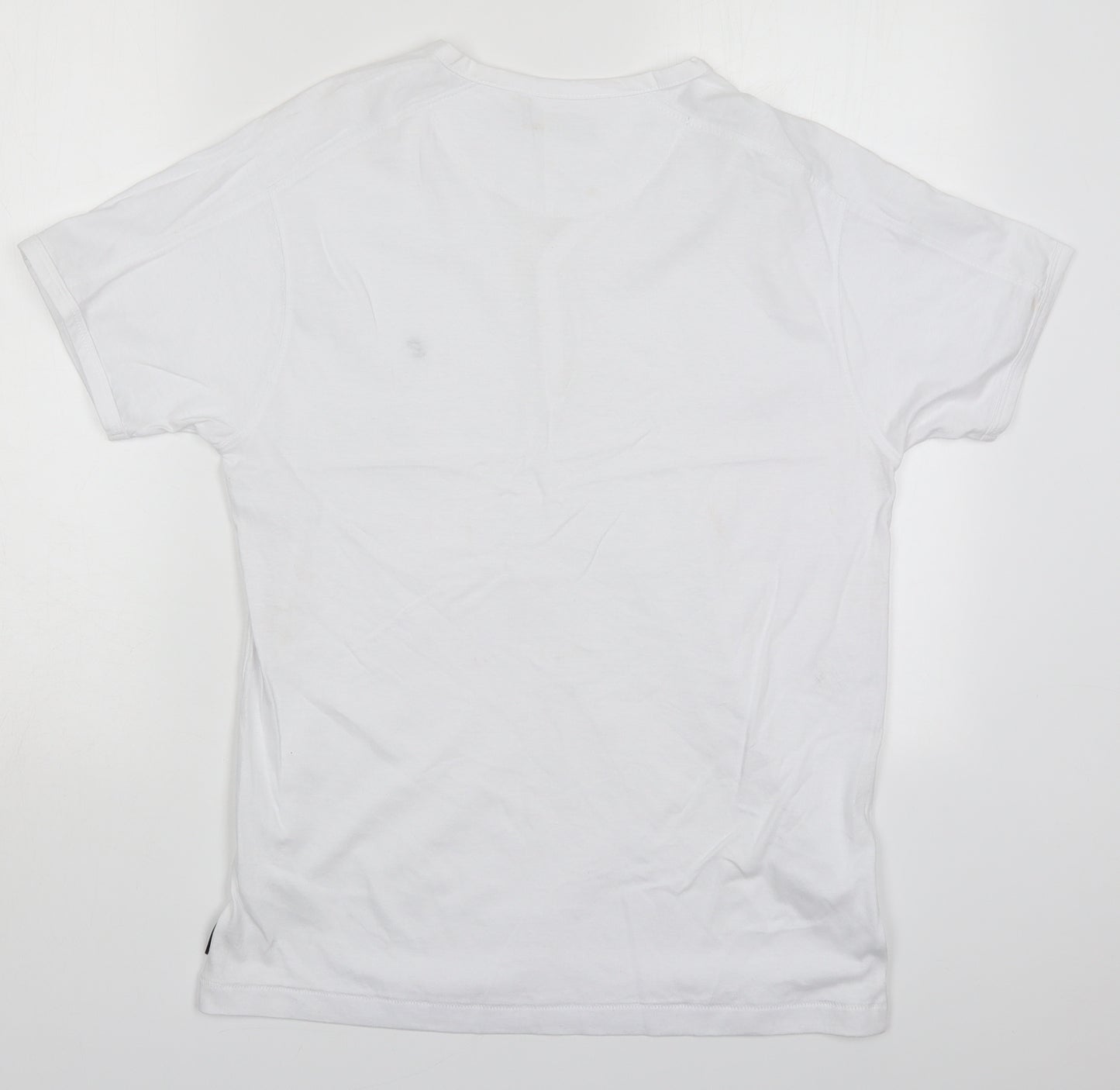 French Connection Mens White  Cotton  T-Shirt Size M V-Neck