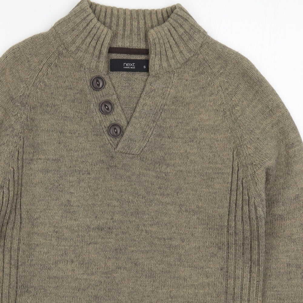 NEXT Mens Brown High Neck  Acrylic Pullover Jumper Size S