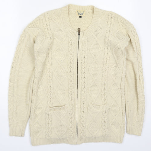 River Island Womens Beige Round Neck  Acrylic Full Zip Jumper Size 6