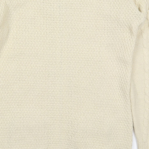 River Island Womens Beige Round Neck  Acrylic Full Zip Jumper Size 6