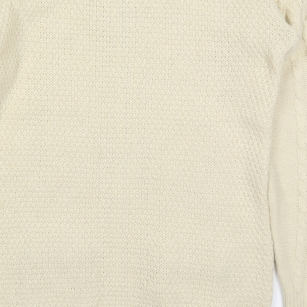 River Island Womens Beige Round Neck  Acrylic Full Zip Jumper Size 6