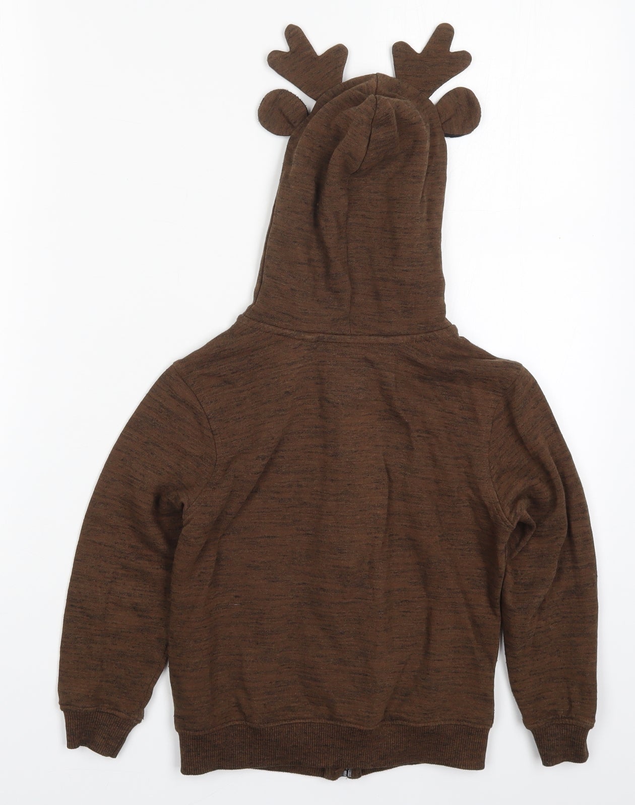 George Boys Brown  Cotton Full Zip Hoodie Size 5-6 Years  Zip - Rudolph Christmas