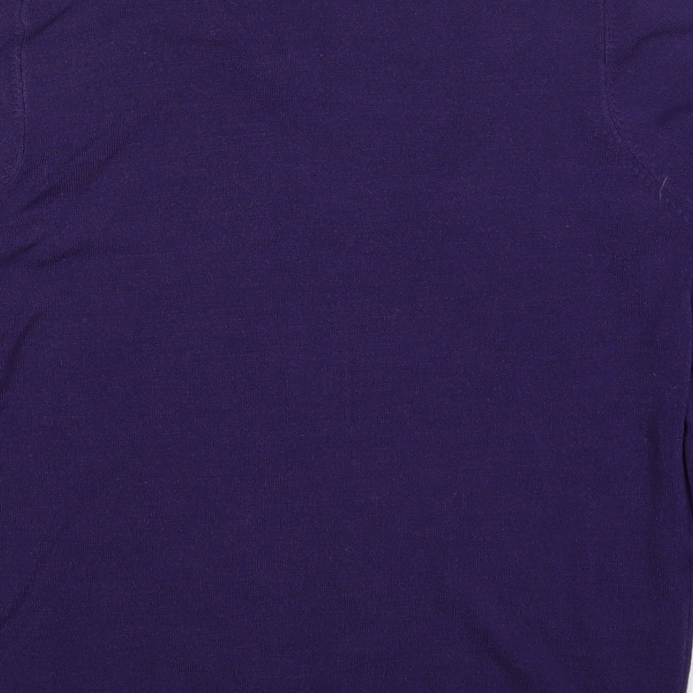 Marks and Spencer Mens Purple V-Neck  Acrylic Pullover Jumper Size S