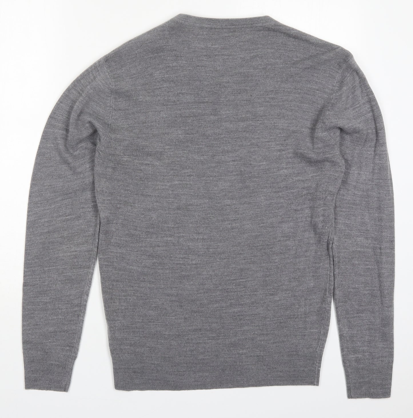 Jeff Banks Mens Grey V-Neck  Acrylic Pullover Jumper Size S