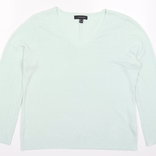 Atmosphere Womens Green V-Neck  Acrylic Pullover Jumper Size 14