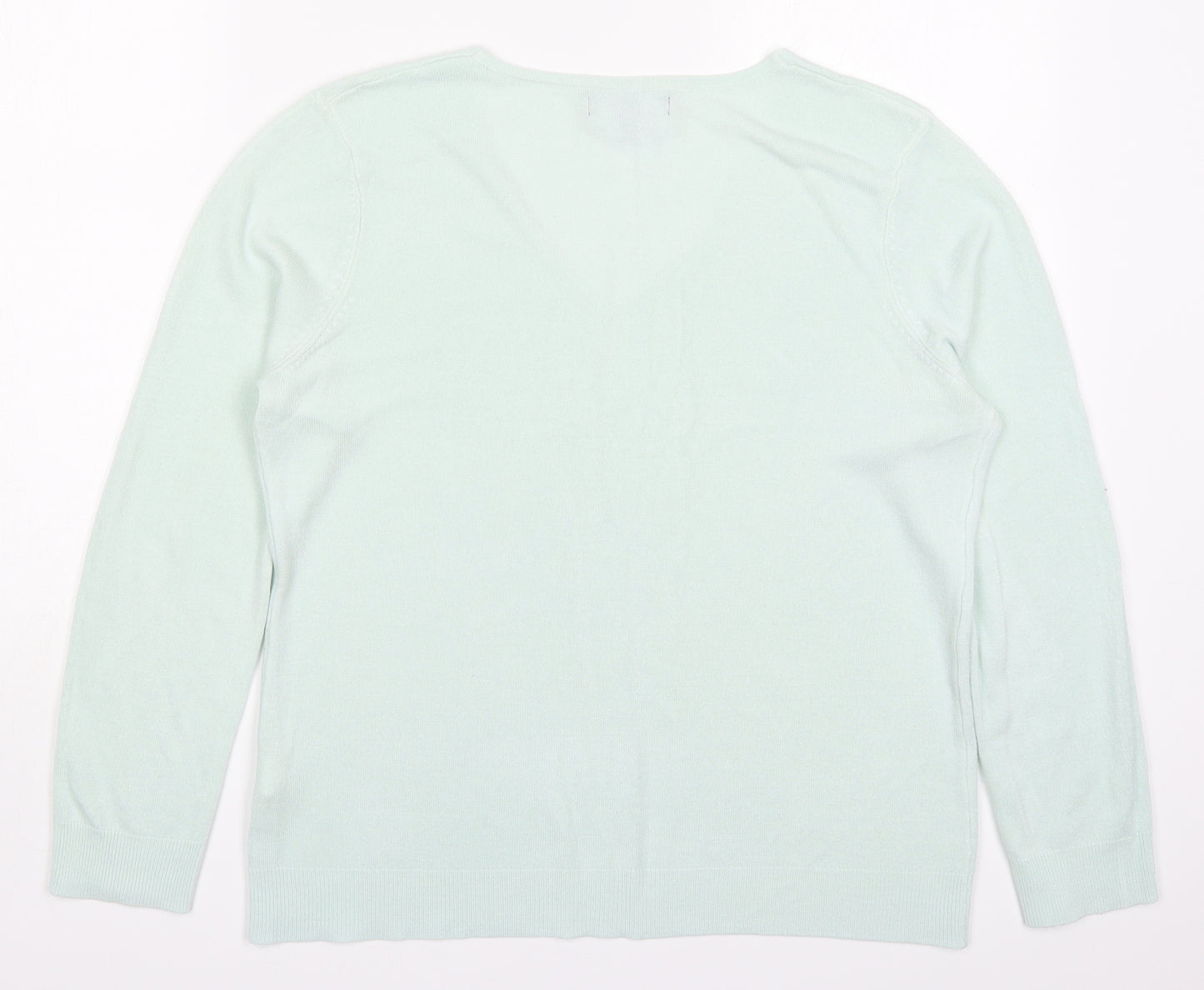 Atmosphere Womens Green V-Neck  Acrylic Pullover Jumper Size 14